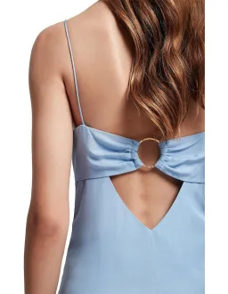 Aje Overture Ring Slip Midi Dress Light Blue A-Line Cut Out Back Size 6 for rent on The Volte - image 4