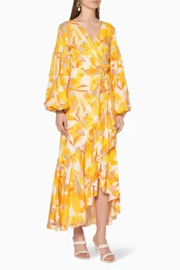 Acler Gallion Midi Dress Yellow Orange Size 10 for rent on The Volte - image 3