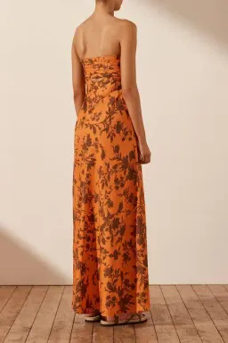 Shona Joy Uli Linen Corded Strapless Maxi Dress Print Size 10 / M for rent on The Volte - image 3