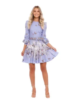 Zimmermann Botanica Belted Mini Dress Purple Print Size 2 / AU 12  for rent on The Volte - image 1