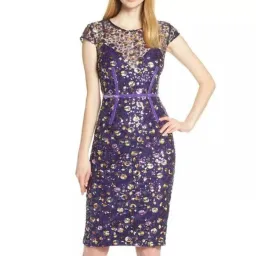 Bronx & Banco Sequins Cap Sleeve Pencil Dress Purple Size XS / Au 6 for rent on The Volte - image 1