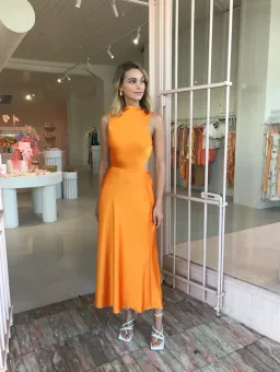 Bec & Bridge Seraphine Cut Out Midi Dress in Tangerine Orange Size 8 for rent on The Volte - image 5