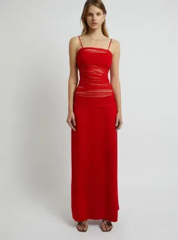 Christopher Esber Contrast Sheer Panel Dress Rubrum Red Size AU 8 for rent on The Volte - image 1