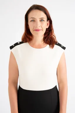 Hugo Boss Colour-Blocked Dress with Stud Trim Black Size 10  for rent on The Volte - image 5