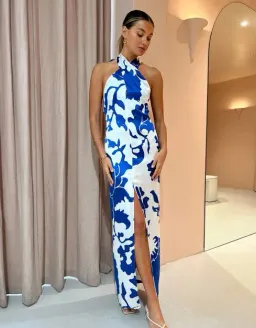 Sir the Label Esme Halter Silk Maxi Dress Print Size 2 / Au 10 for rent on The Volte - image 1