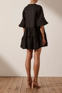 Shona Joy Margaux Tuxedo Shirt Mini Dress Black Size 6 for rent on The Volte - image 3