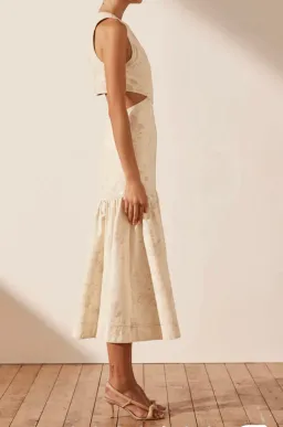 Shona Joy Monica Panelled Cut Out Midi Dress  Cream Size  8 for rent on The Volte - image 3