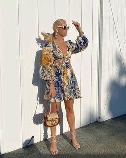 Zimmermann Aliane Cut Out Short Dress Patchwork Floral Size 0 / AU 8 for rent on The Volte - image 4