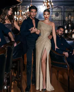 Sadek Majed Gold Jewelled Gown Size 8 for rent on The Volte - image 1