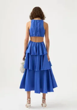 Aje Wave Cut Out Ring Midi Dress Marine Blue Size 10 for rent on The Volte - image 4
