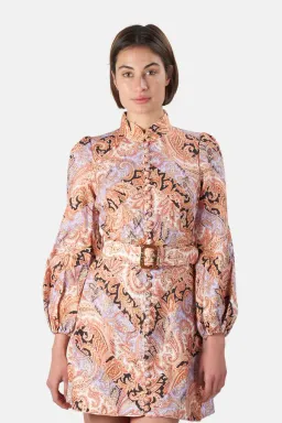 Zimmermann Botanica Chevron Mini Dress in Chevron Paisley Print Size 1 / Au 10 for rent on The Volte - image 2