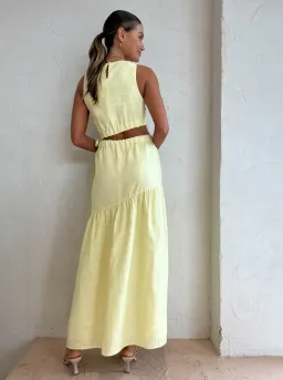 Sir the Label Francesca Asymmetrical Cut Out Dress in Butter Yellow Size 0/AU 6 for rent on The Volte - image 3
