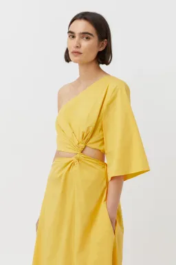 Camilla & Marc Wally One Shoulder Cut Out Maxi Dress in Honey Yellow Size 10 for rent on The Volte - image 7