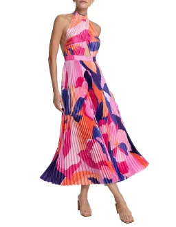 L'Idee Renaissance Halterneck Pleated Cutout Low Back Dress Capri Print Size 8 for rent on The Volte - image 3