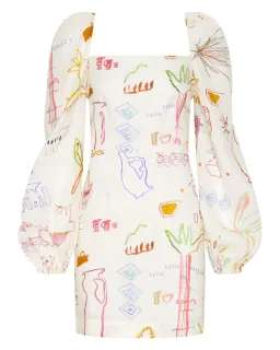 Kate Ford Willow Puff Sleeve Mini Dress Print Size 0/AU 6 for rent on The Volte - image 3