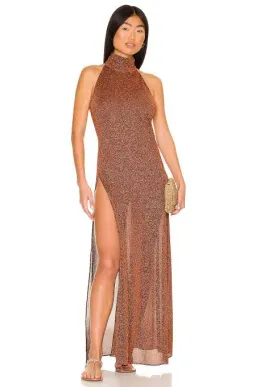 Oseree Lumiere Turtleneck Dress Brown Size M / Au 10 for rent on The Volte - image 1