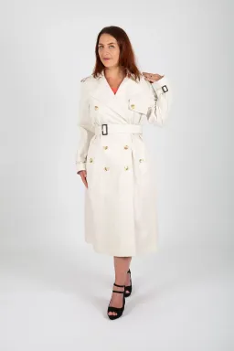 Hugo Boss Double-Breasted Trench Coat with Belted Closure White Size 10 for rent on The Volte - image 1