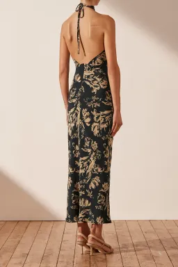 Shona Joy Dawn Silk Cross Front Halter Midi Dress Print Size 8 / S for rent on The Volte - image 3