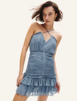 Shona Joy Lauren Cross Front Mini Dress Dusty Blue Size AU 8 for rent on The Volte - image 3