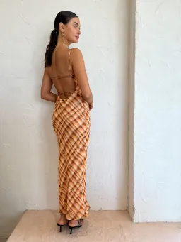 Bec & Bridge Soleil Slip Dress Golden Hour Check Size AU 8 for rent on The Volte - image 2