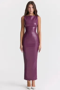 House of CB Sahara Merlot Vegan Leather Maxi Dress Purple Size Small / AU 8 for rent on The Volte - image 2