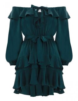 Zimmermann Flounce Off Shoulder Mini Dress Green Size 8 for rent on The Volte - image 3