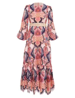 Zimmermann The Laurel Billow Emb Midi Dress in Navy Baroque Floral Size 2 /Au 12 for rent on The Volte - image 4