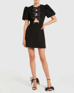 Rebecca Vallance Katie Bow Mini Dress Black Size 12 for rent on The Volte - image 1