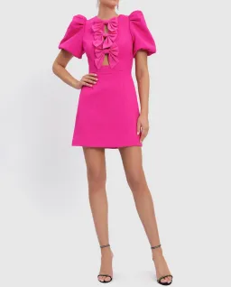 Rebecca Vallance Cecily Bow Mini Dress Hot Pink Size 10 for rent on The Volte - image 1