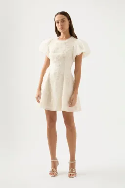 Aje Vera Beaded Flower Mini Dress White Size 6 for rent on The Volte - image 1