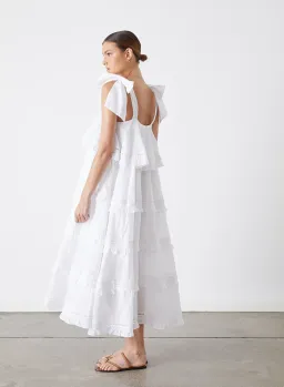 Joslin Studio Cosette Organic Cotton Midi Dress White Size AU 8 for rent on The Volte - image 2