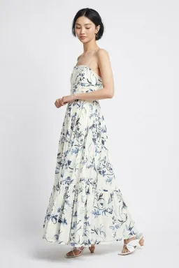 Aje Charlotte Midi Dress Navy Vine Print Size 6 for rent on The Volte - image 5