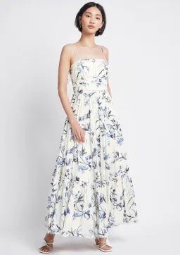 Aje Charlotte Midi Dress Navy Vine Print Size 6 for rent on The Volte - image 2