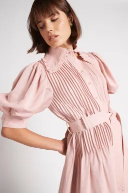 Aje Madeleine Belted Midi Dress Pink Size 16 for rent on The Volte - image 2
