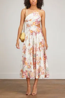 Zimmerman Pattie Asymmetric Dress in Cream Floral size 0/Au 8 for rent on The Volte - image 1