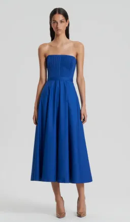 Scanlan Theodore Parachute Bustier Dress Midi Blue Size 10 for rent on The Volte - image 1
