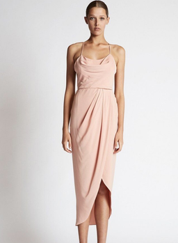 Shona joy lace up dress, cowl neck, dusty pink for rent on The Volte - image 3
