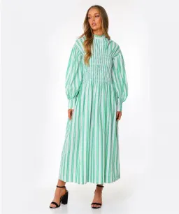 Ganni Stripe Midi Dress Green Size AU 8 for rent on The Volte - image 1