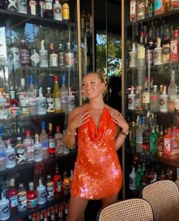 Rat & Boa Malika Dress Orange Sequin Size 6 for rent on The Volte - image 1