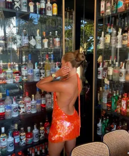 Rat & Boa Malika Dress Orange Sequin Size 6 for rent on The Volte - image 4