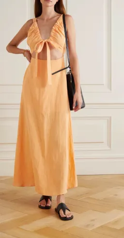 Bondi Born Tobgao Cutout Linen Maxi Dress Orange Size Small / AU 8 for rent on The Volte - image 1