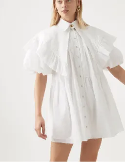 Aje Pablo Bib Smock Mini Dress Ivory Size 8 / S for rent on The Volte - image 2