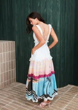 Mackenzie Mode Linen Ruffle Dress Multi Size 10  for rent on The Volte - image 3