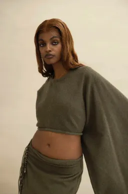 Christopher Esber Tassel Sleeve Scarf Crop Top and Sarong Skirt Set Green Size 8 for rent on The Volte - image 4