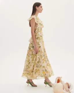 Alemais Eden Flounce Midi Dress Multi Size 8 for rent on The Volte - image 9