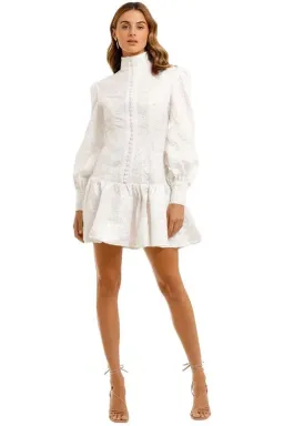 Leo Lin Rose Lace Short Dress White Size 10  for rent on The Volte - image 1