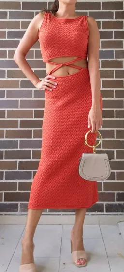 Bec & Bridge Effie Knit Cut Out Dress Red Size 6 for rent on The Volte - image 2