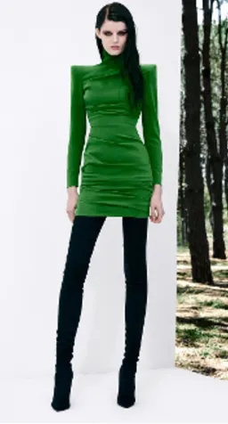 Alex Perry Pierce Ruched-long sleeve crepe mini dress size 12 for rent on The Volte - image 3