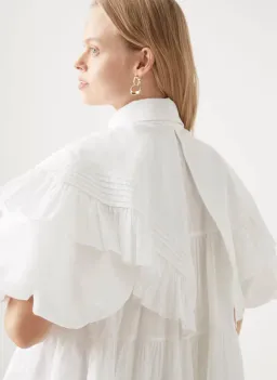 AJE Pablo Bib Smock Mini Dress Ivory Size 10 for rent on The Volte - image 2