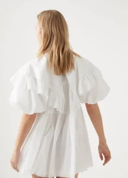 AJE Pablo Bib Smock Mini Dress Ivory Size 10 for rent on The Volte - image 3